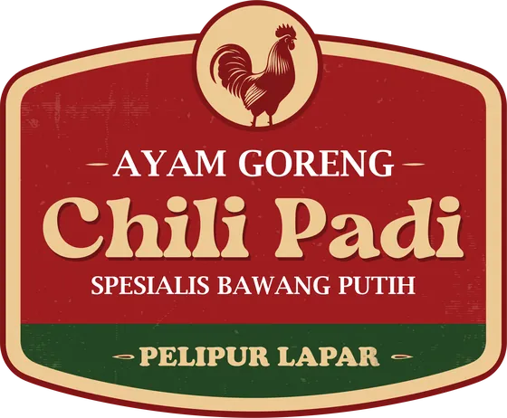Logo Ayam Goreng Chili Padi, Spesialis Bawang Putih, Pelipur Lapar